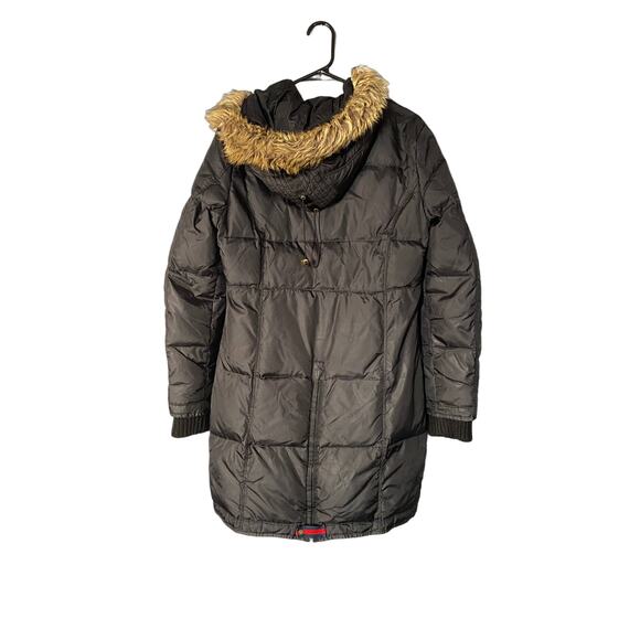 Tommy Hilfiger Black Long Down Blend Quilted Faux Fur Hooded Coat Women Sz S - Picture 2 of 14